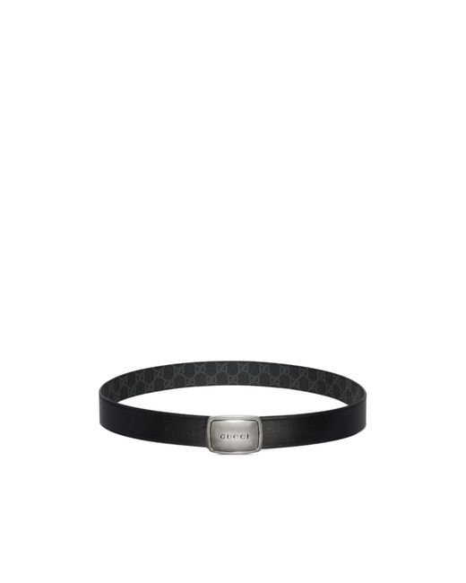 Gucci Black Logo Plaque Monogrammed Belt for men