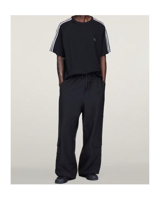 Y-3 Black 3-Striped Short-Sleeved T-Shirt for men