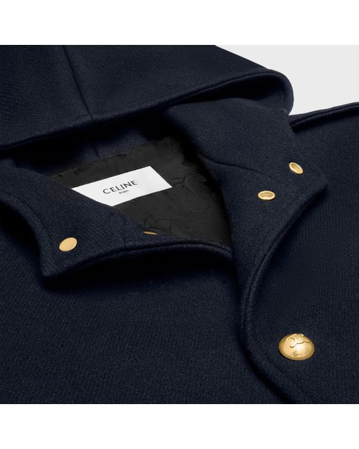Céline Blue Hooded Triomphe Coat