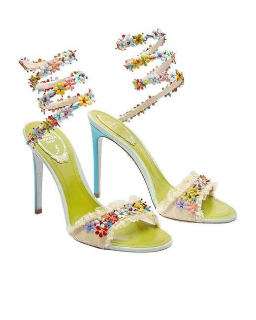 Rene Caovilla Metallic Round-Toe High-Heeled Sandals