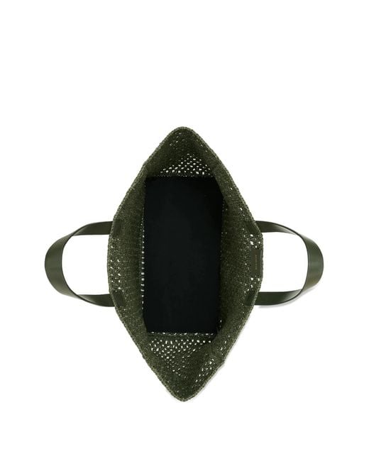 Anine Bing Green Logo Patch Interwovened Top Handle Bag