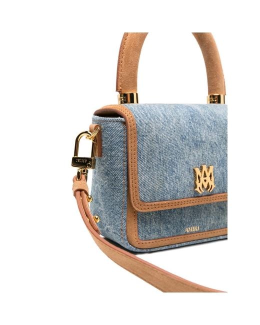 Amiri Blue Micro Ma-Plaque Denim Tote Bag