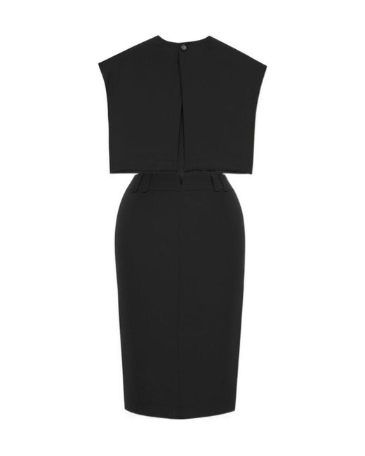 Saint Laurent Black Cut-Out Oversized Crewneck Dress
