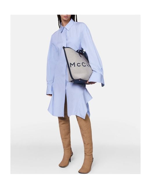 Stella McCartney Blue Collared Long-Sleeve Shirt Dress