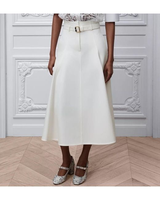 Dior White Mid-Length Belted Skirt