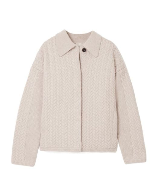LeKasha Natural Cable Knit Cardigan