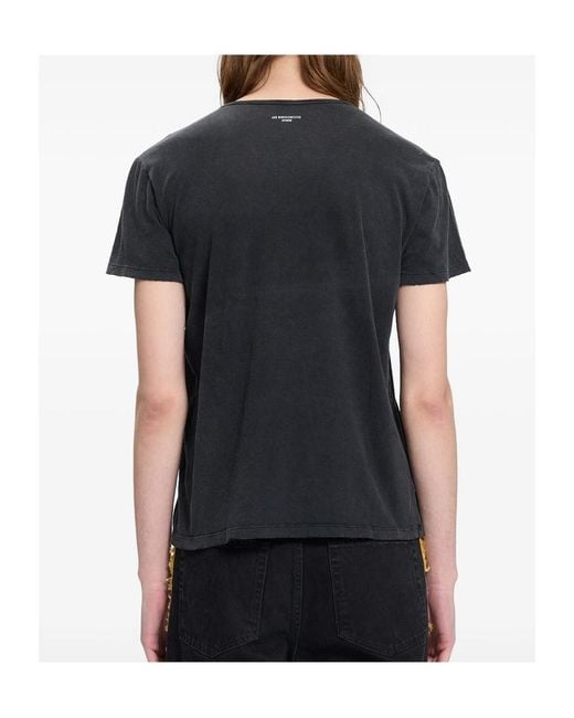 Ann Demeulemeester Black Slogan-Print Washed-Out T-Shirt for men