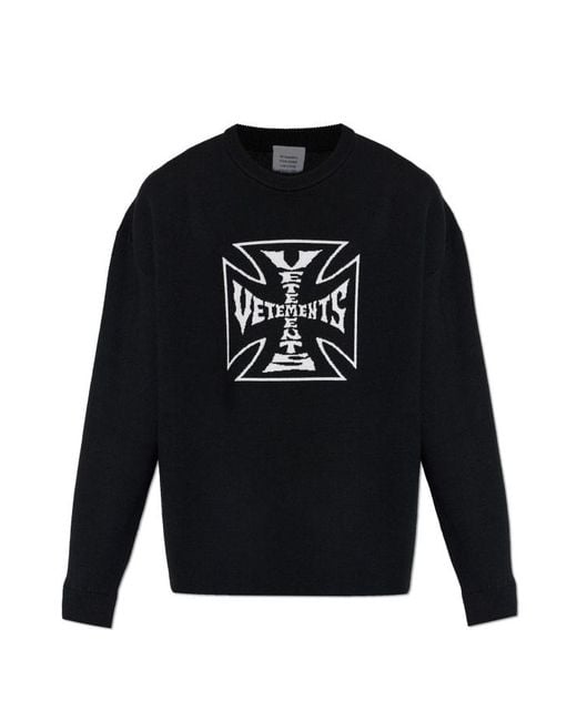 Vetements Black Graphic Wool Sweater