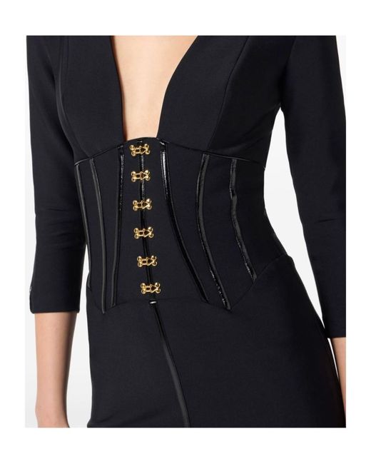 Elisabetta Franchi Black Corset Detail Dress