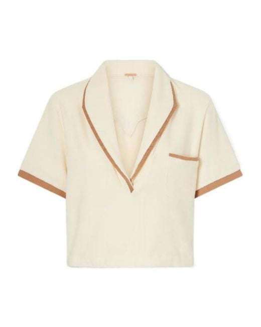 Johanna Ortiz Natural Cropped Cotton-Blend Terry Top