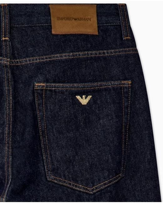 Emporio Armani Blue Straight-Leg Cotton Denim Jeans With A Five-Pocket Design for men