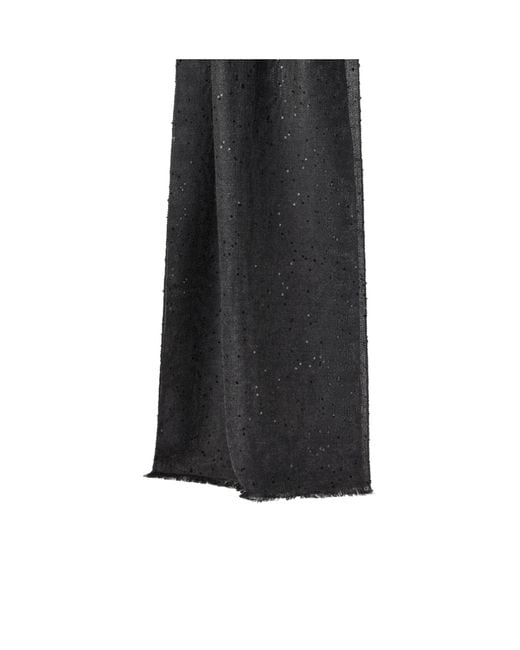 Brunello Cucinelli Black Sequin Embellished Scarf