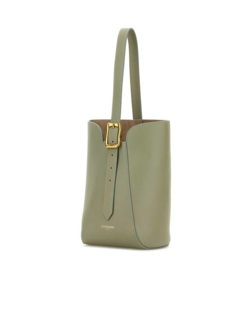J&m Davidson Green Mini Quiver Buckle Leather Bucket Bag