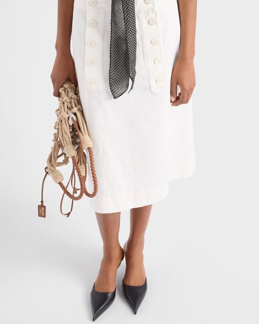 Prada White Button-Detailed Skirt