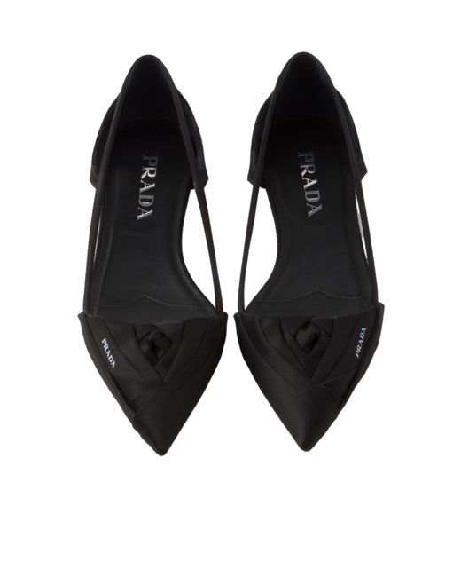 Prada Black Logo Printed Cut-Out Detailed Ballerinas