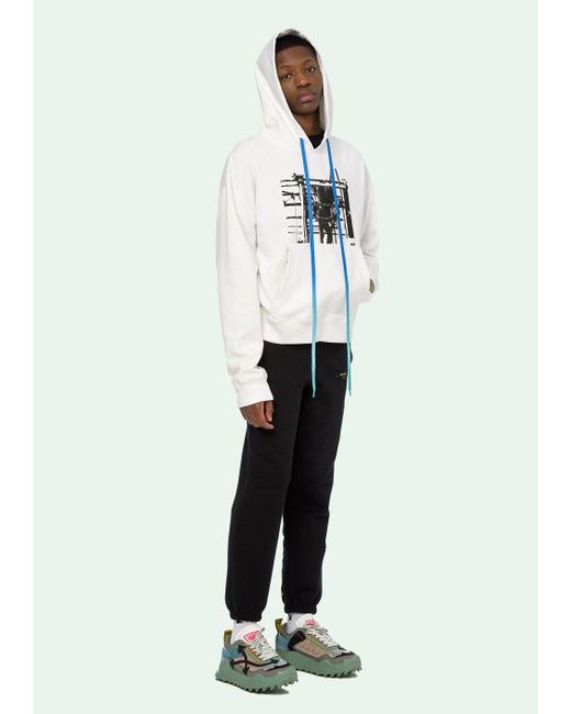 Off-White c/o Virgil Abloh Blue Printed Hooded Sweater for men