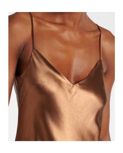 Galvan Brown Provence Satin Maxi Dress