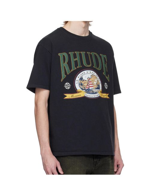Rhude Black Short Sleeve T-Shirt for men