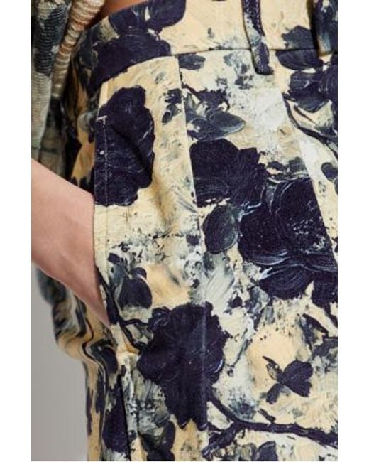 R13 White Floral-Print Pleated Trousers