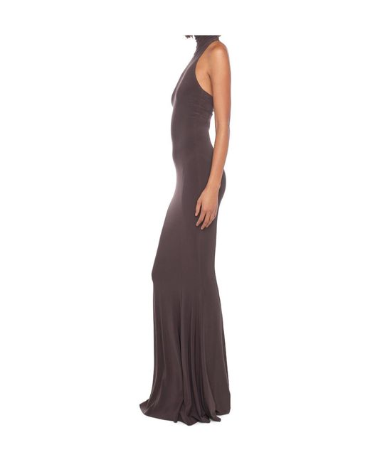 Norma Kamali Brown Fishetail Fitted Long Dress