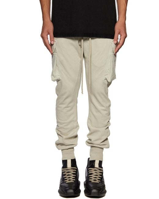 Rick Owens Natural Drawstring Organic Cotton Track Pants for men
