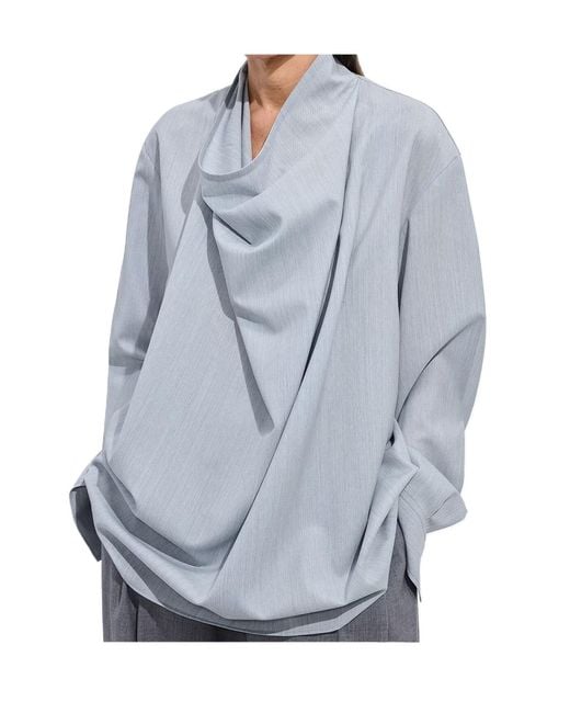 Bottega Veneta Blue Light Wool Toile Blouse