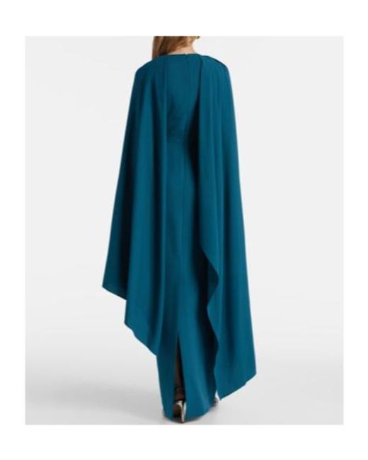 Roksanda Blue Deena Caped Crepe Gown