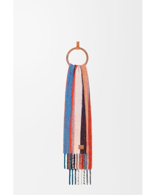 Loewe White Fringed-Edge Striped Scarf