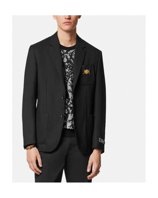 Versace Black Single-Breasted Tailored Blazer for men