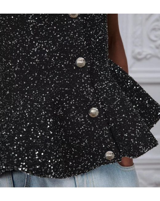 Dior Black Short-Sleeved Peplum Cardigan