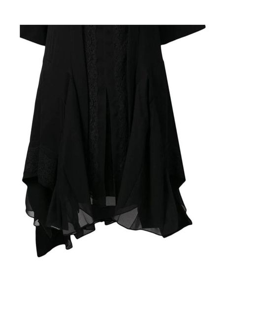 Chloé Black Asymmetrical Pleated Dress
