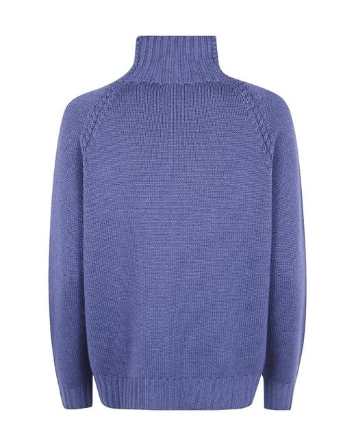 Rossopuro Blue Long-Sleeve High-Neck Top