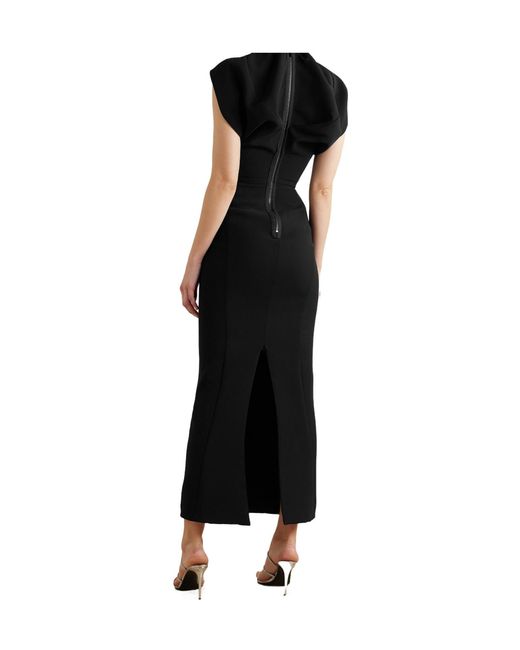 Maticevski Black Cypress Ruched Crepe Midi Dress