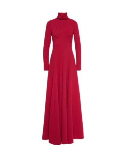 Emilia Wickstead Red Oakley Pleated Crepe Maxi Dress