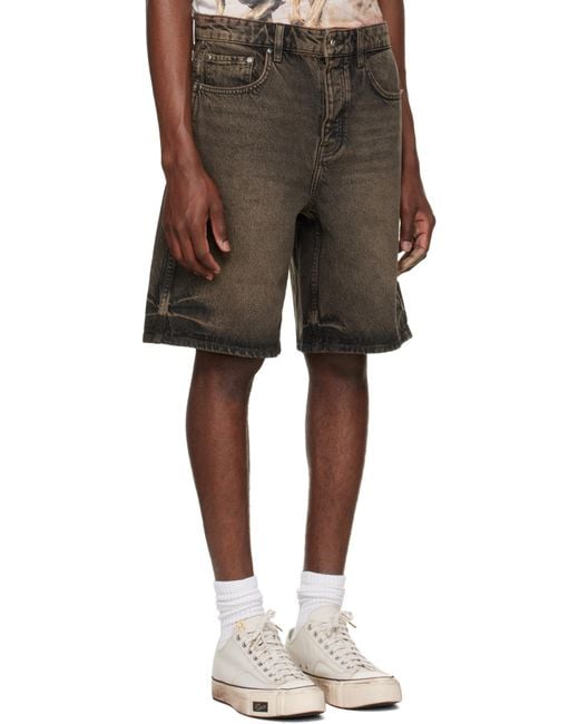 Represent Gray Relaxed Denim Shorts for men