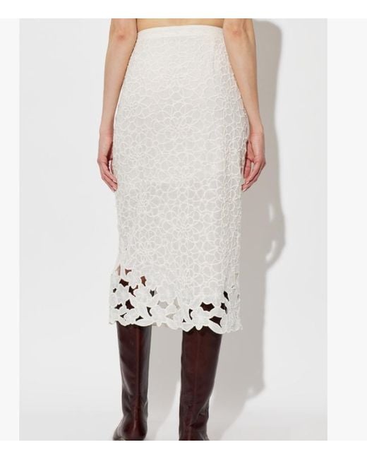 Isabel Marant White Ryesha Embroidered Midi Skirt