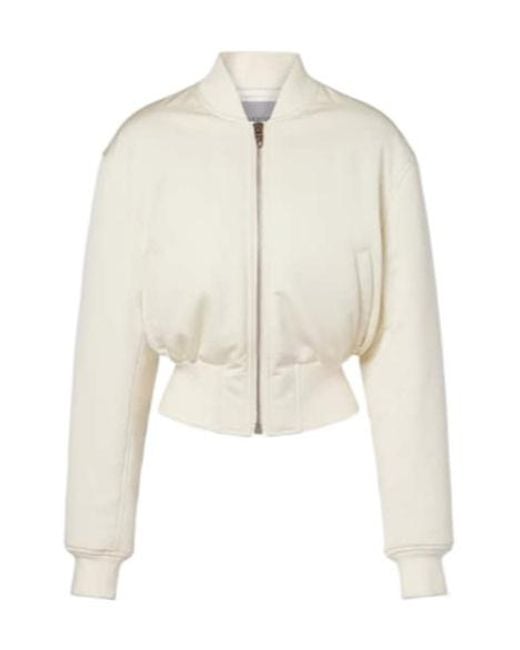 Balenciaga White Cropped Bomber Jacket