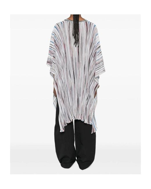 Missoni Gray Striped V-Neck Poncho