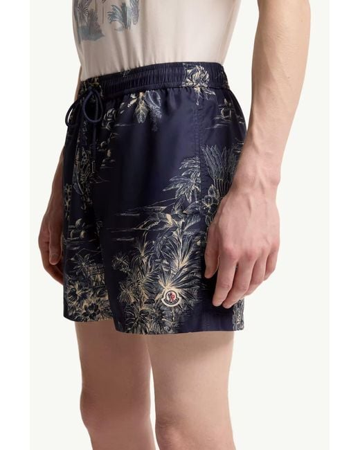 Moncler Blue Logo Patch Drawstring Swim Shorts for men