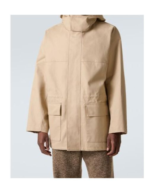 Auralee Natural Hooded Cotton Gabardine Jacket for men