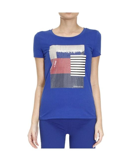 Armani Jeans Blue Logo Details T-Shirt