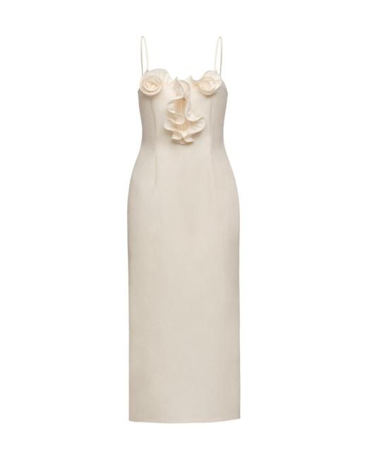 Magda Butrym White Cotton Flower-Detail Midi Beach Dress