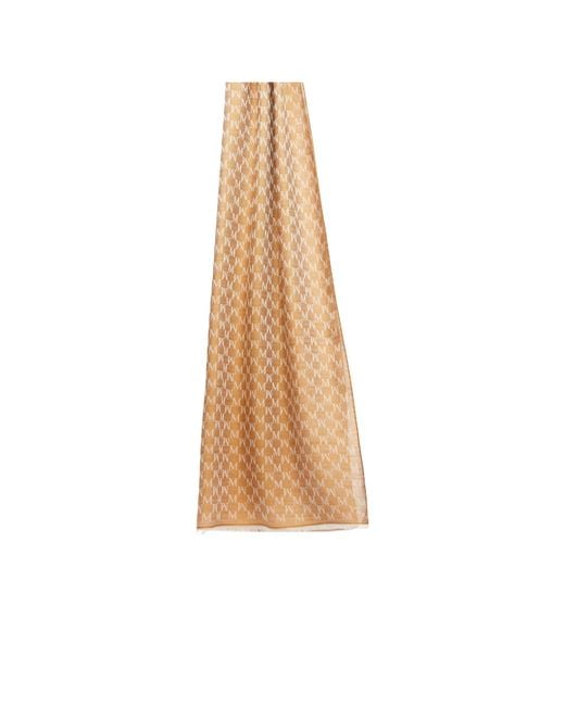 Max Mara White Panire Monogram Patterned Frayed Edge Scarf