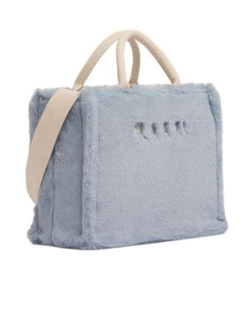 Marni Blue Light Faux Fur Basket Shopper