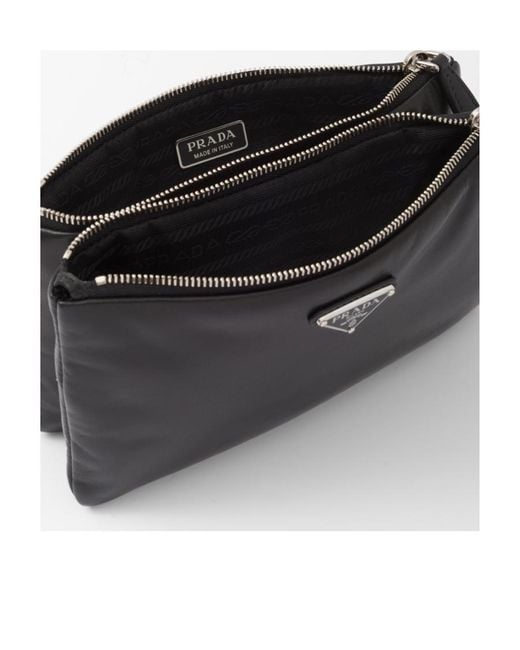 Prada Triangle-Logo Dividable Pouch in Black | Lyst