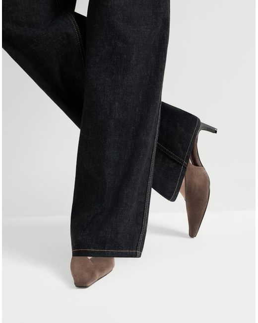 Brunello Cucinelli Brown Suede Slingback Pumps