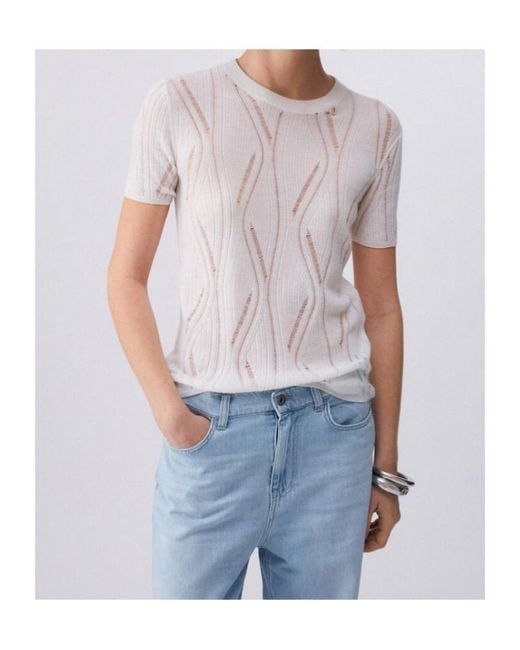 Liu Jo White Perforated Sweater