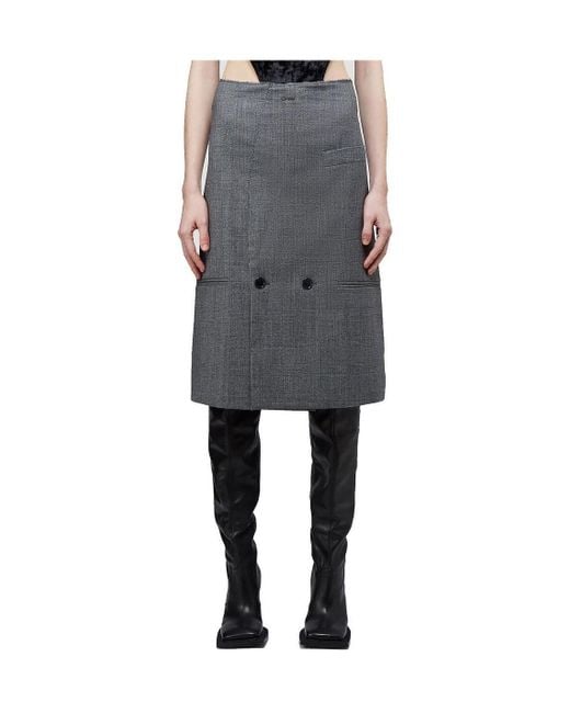 Vetements Gray Plaid Straight Tube Skirt
