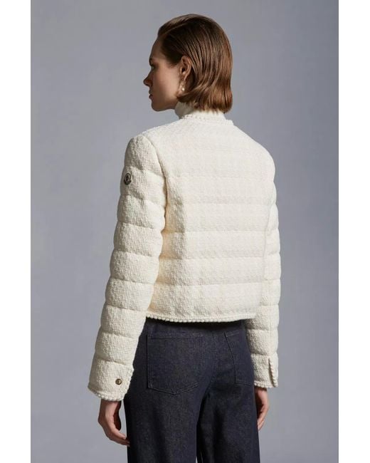 Moncler White Tweed Button-Up Jacket