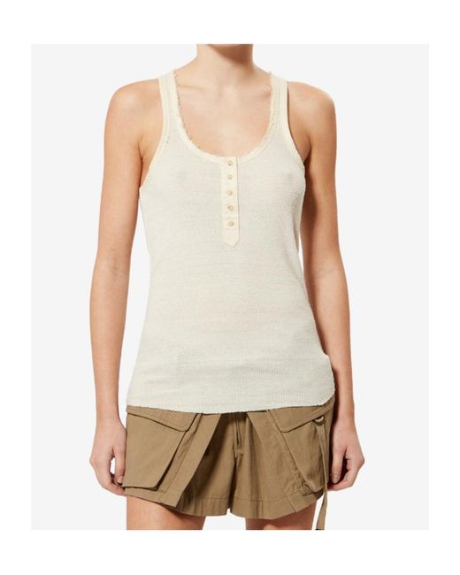 Isabel Marant Natural Silk T-Shirt Helma